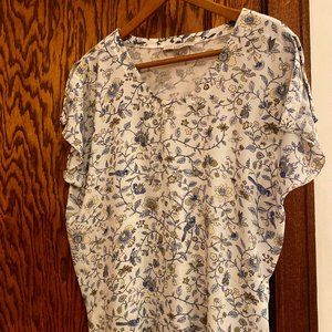 LOFT floral crew neck, short sleeve top (Women's XL)